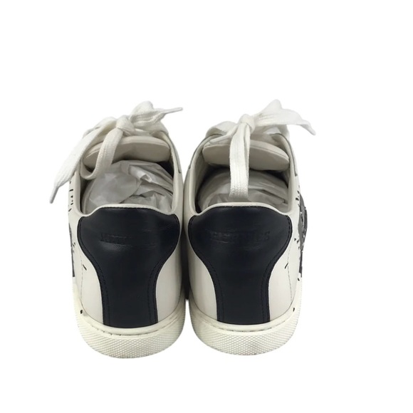 Authentic HERMES Swift Printed Peinture Quicker Sneakers White Black 38 shoes - Picture 8 of 13